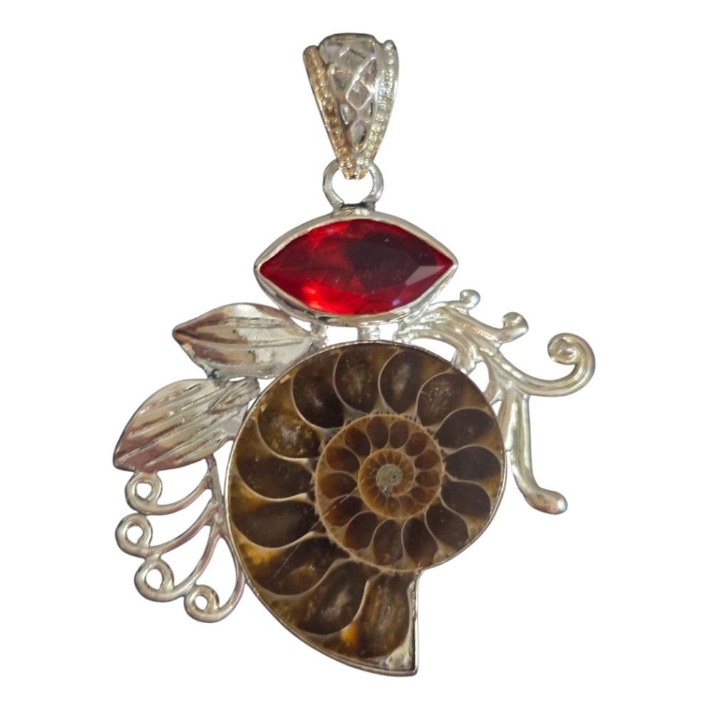 Elegant Silver and Ammonite Fossil Pendant